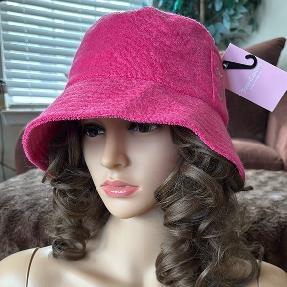 Brand New Juicy Couture Pink Bucket Hat Terrycloth w/ Gold Tone Embroidered Logo main image 15